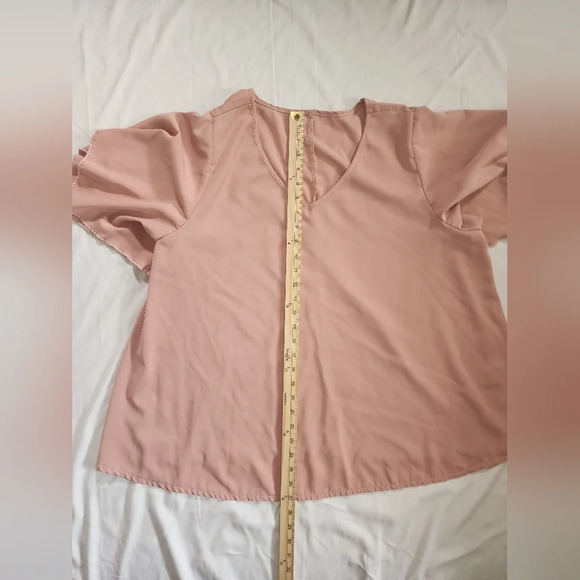 Shein Curve Blush Pink V Neck Casual Blouse 2XL - Picture 5 of 8